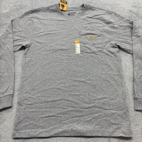 Carhartt Long Sleeve Tshirt Loose Fit Pocket Size Small Gray Model # TK0126-M - Picture 1 of 5